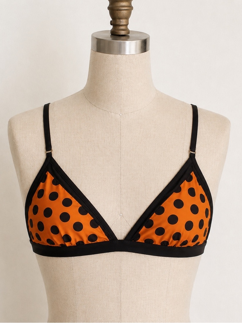 Madewell orange and black polka dot bra